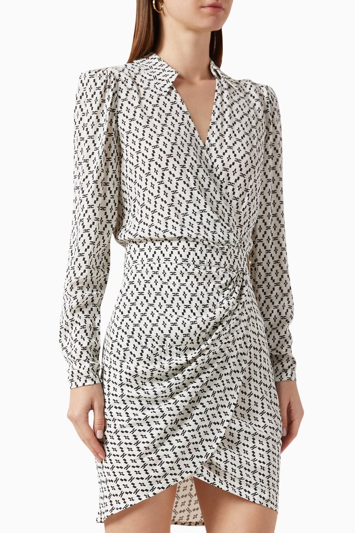 

EF Maze Belted Wrap Dress in Georgette, Neutral