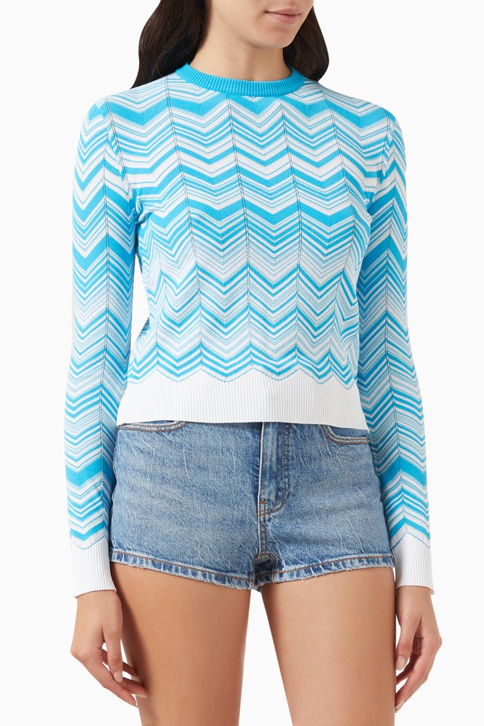 

Crewneck Sweater in Viscose-knit, Multicolour