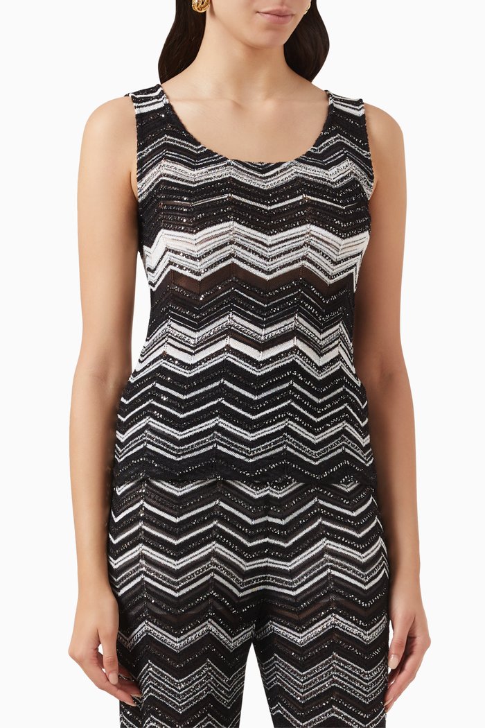 

Sequin-embellished Tank Top in Viscose-knit, Multicolour