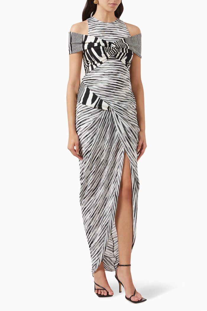 

Cold-shoulder Maxi Dress in Viscose-knit, Multicolour