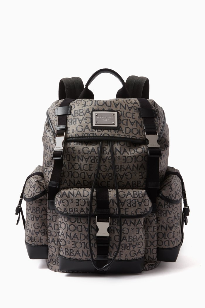 

DG Backpack in Logo-jacquard Canvas, Brown