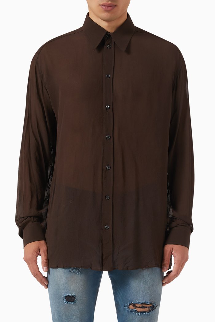 

Oversize Shirt in Georgette Silk, Black