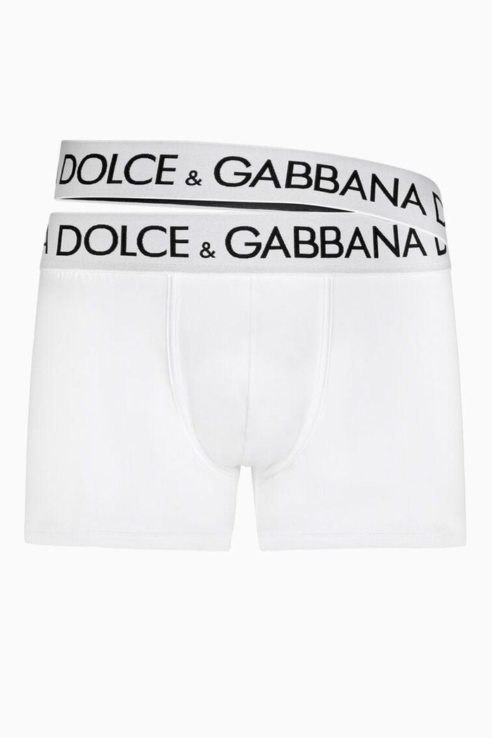 

Double Waistband Boxers in Cotton Jersey, White