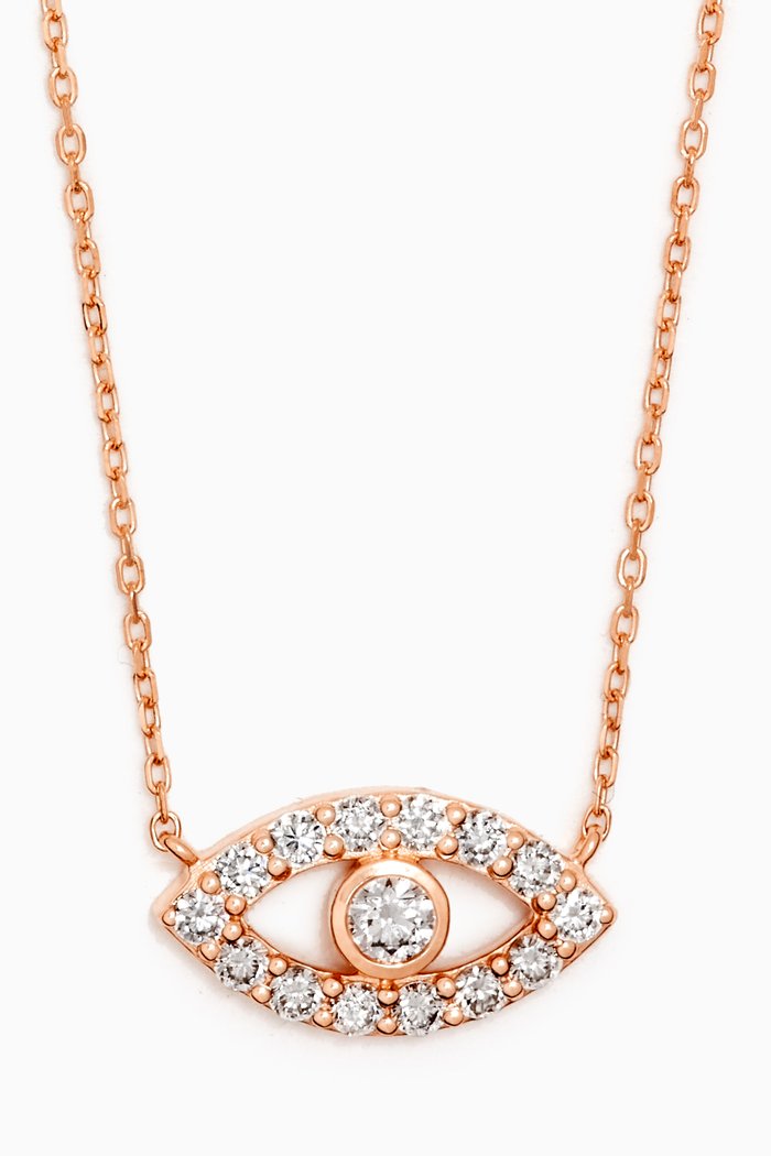 

Evil Eye Diamond Pendant Necklace in 18kt Rose Gold, White