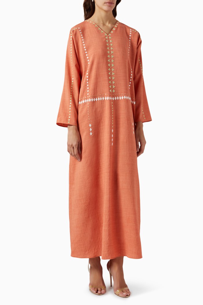 

Embroidered Kaftan in Millanch, Pink