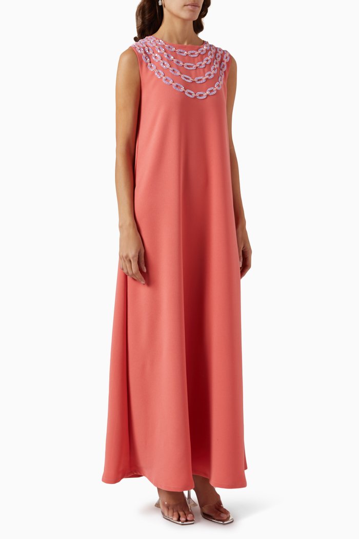 

Beaded Chain Maxi Dress, Orange