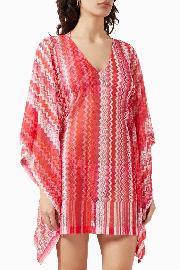 

Zigzag Cover-up Beach Dress in Knit, Pink