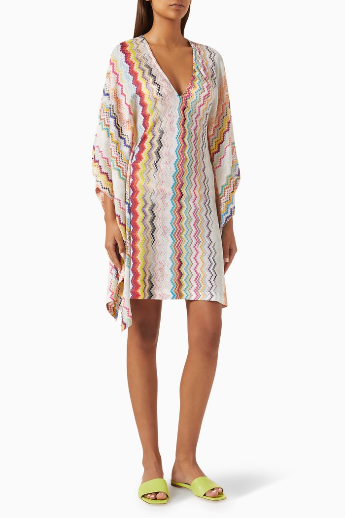 

Sheer Cover Up Mini Dress in Viscose-knit, Multicolour