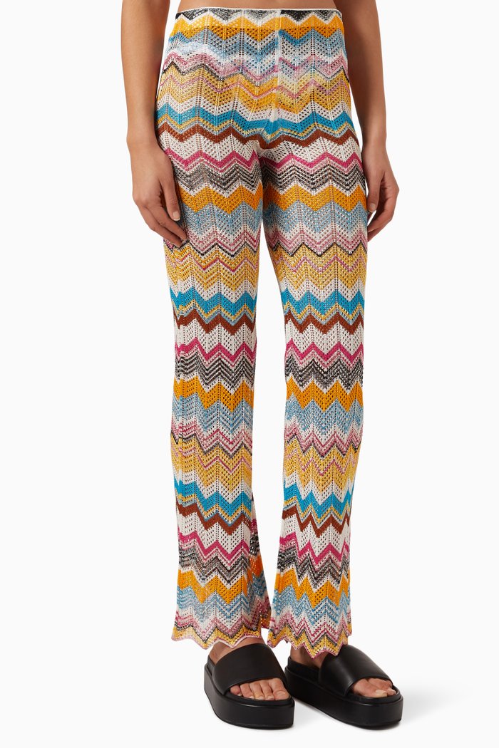 

Zig-zag Patterned Beach Pants in Viscose-knit, Multicolour