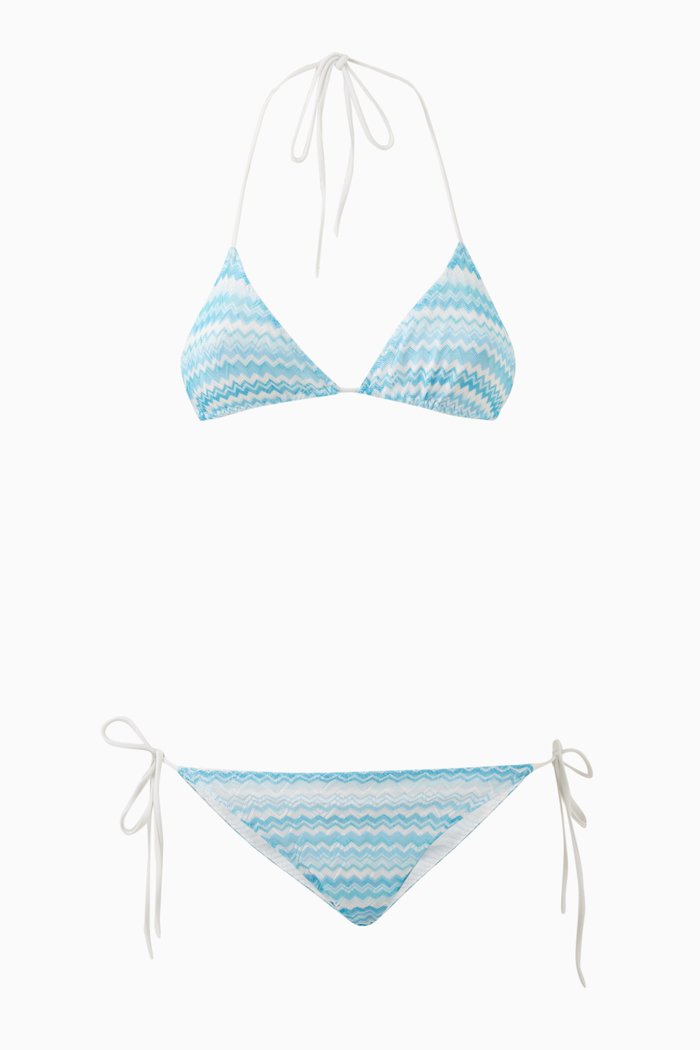 Bikini Set in Crochet Knit, Blue
