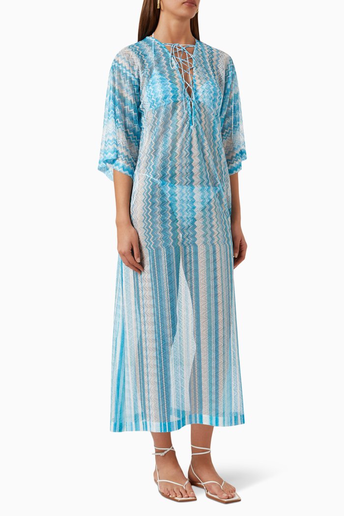 

Sheer Striped Midi Cover-up, Blue
