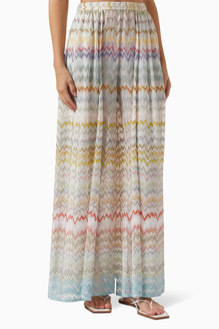 

Printed Pants in Viscose Knit, Blue