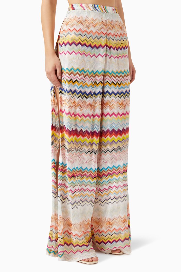 

Striped Slit Pants in Knit, Multicolour