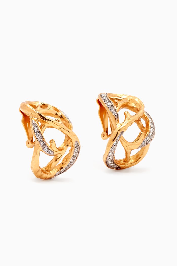 

1990s Vintage Elizabeth Taylor Clip-On Earrings, Gold