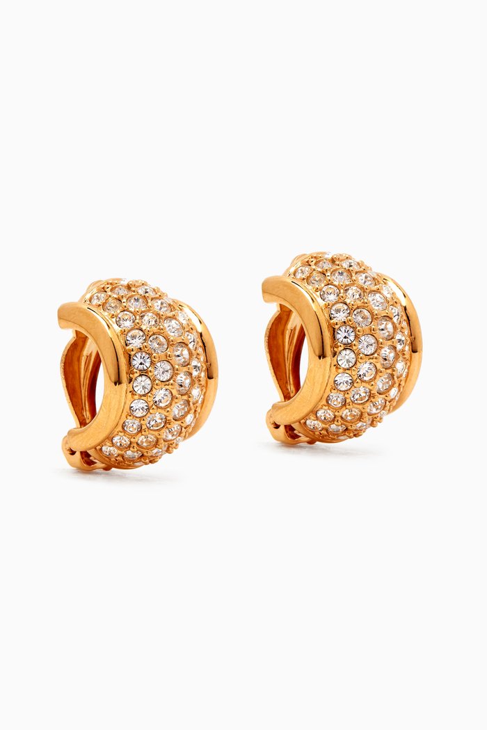 

1990s Vintage Swarovski Clip-On Earrings, Gold