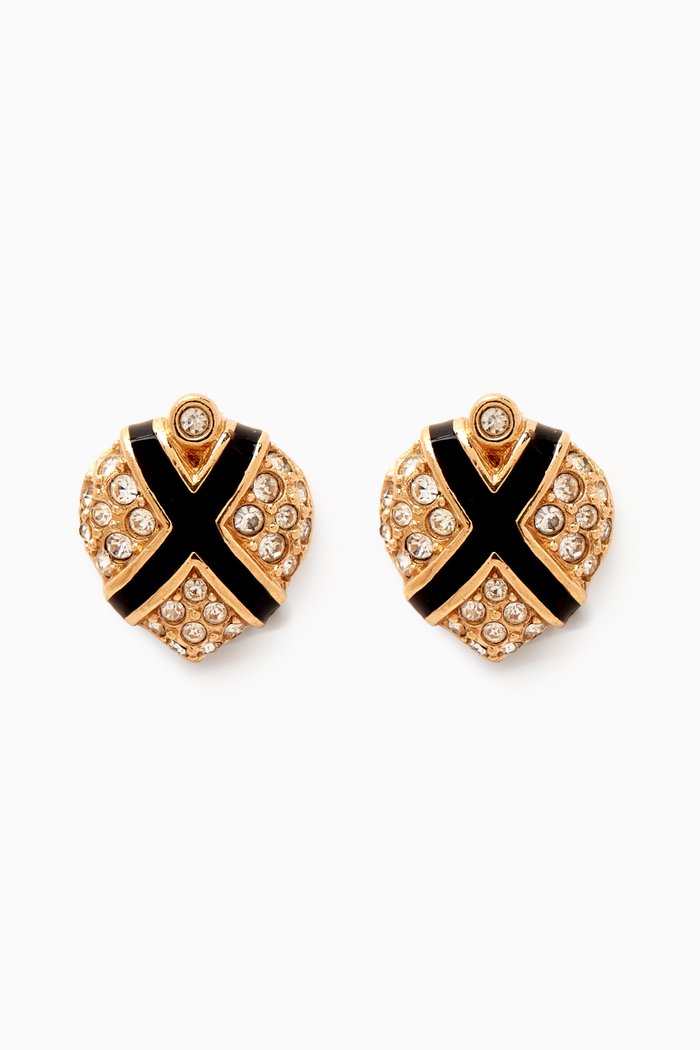 

1980s Vintage Christian Dior Clip-On Earrings, Gold