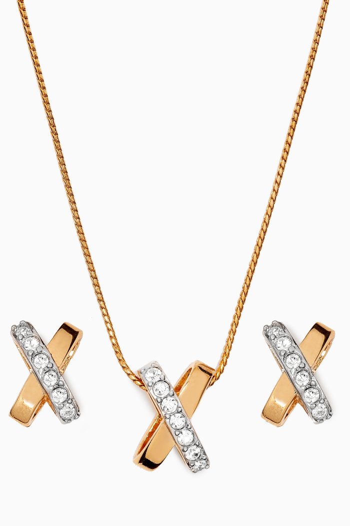 

1980s Vintage Nina Ricci Necklace & Earrings Set, Gold