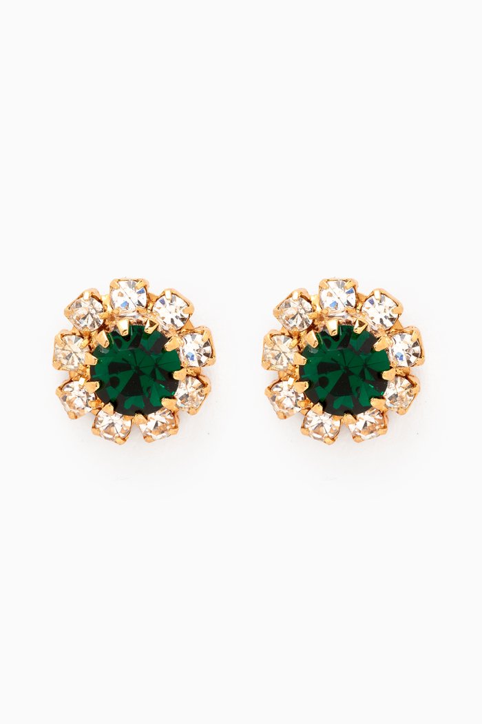 

Rediscovered 1980s Faux Emerald Earrings, Green