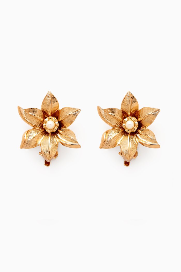 

1980s Vintage Nina Ricci Clip-On Earrings, Gold