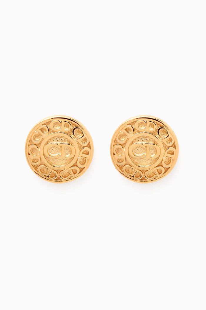 

1980s Vintage Christian Dior Clip-On Earrings, Gold