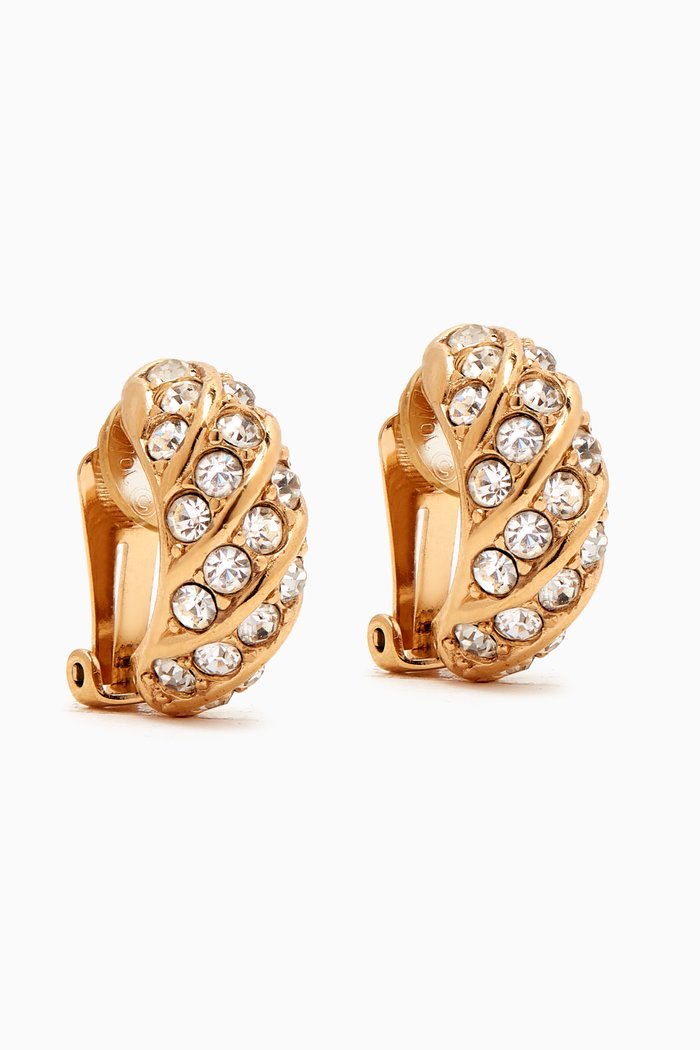 

1980s Vintage Christian Dior Clip-On Earrings, Gold