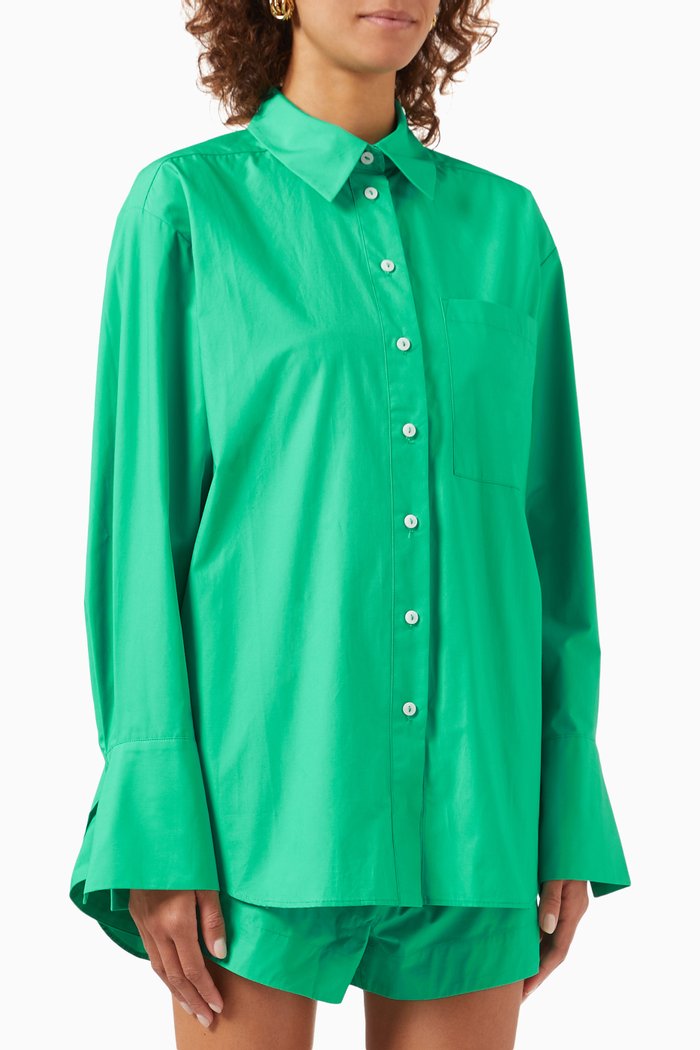 

Kohala Oversized Shirt in GOTS Certified Organic Cotton, Green