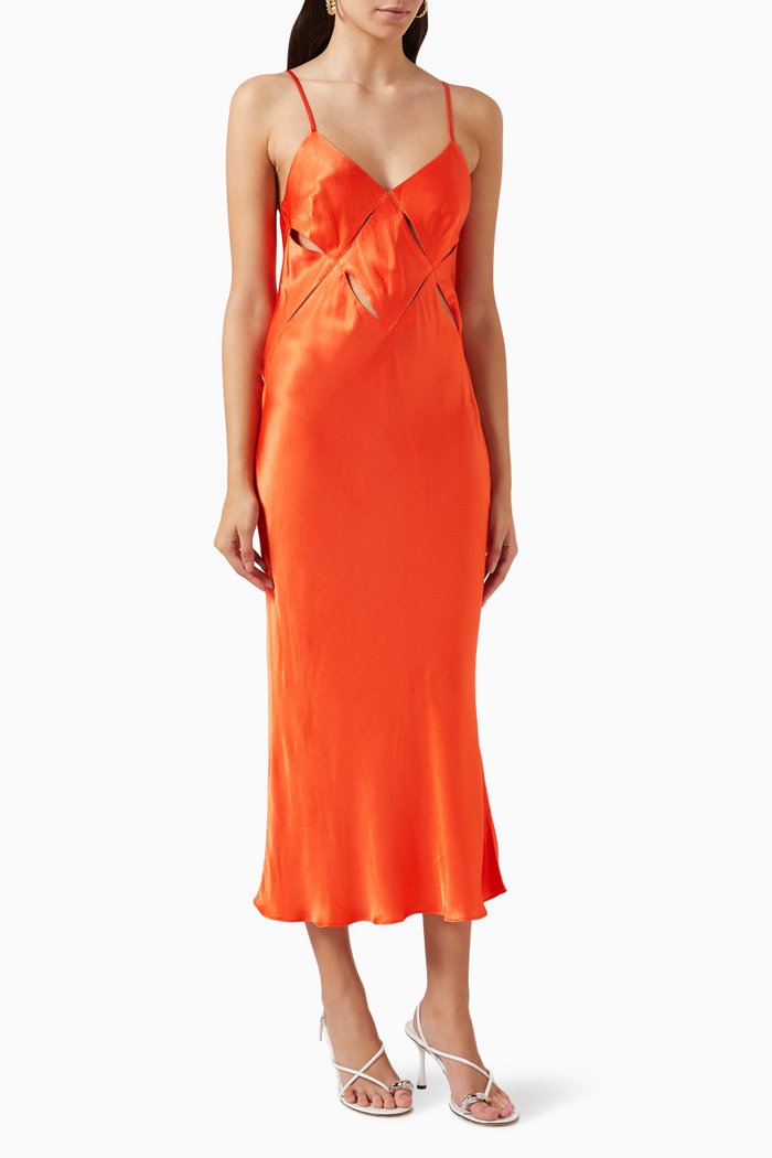 

Milo Cut-out Slit Midi Dress, Orange