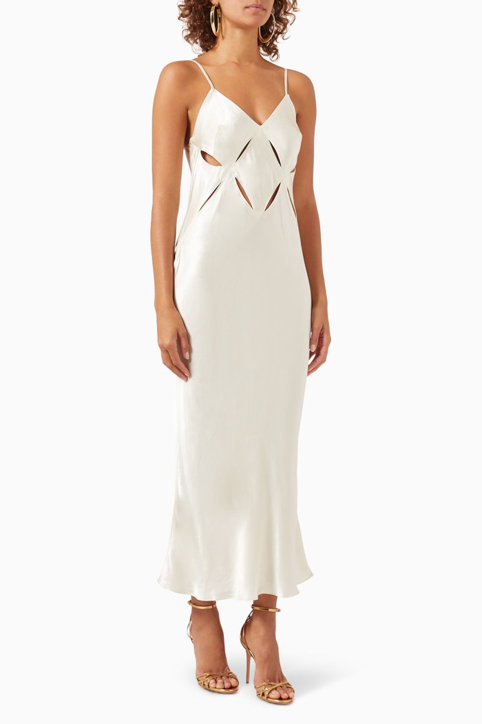 

Milo Cut-out Slit Midi Dress, White