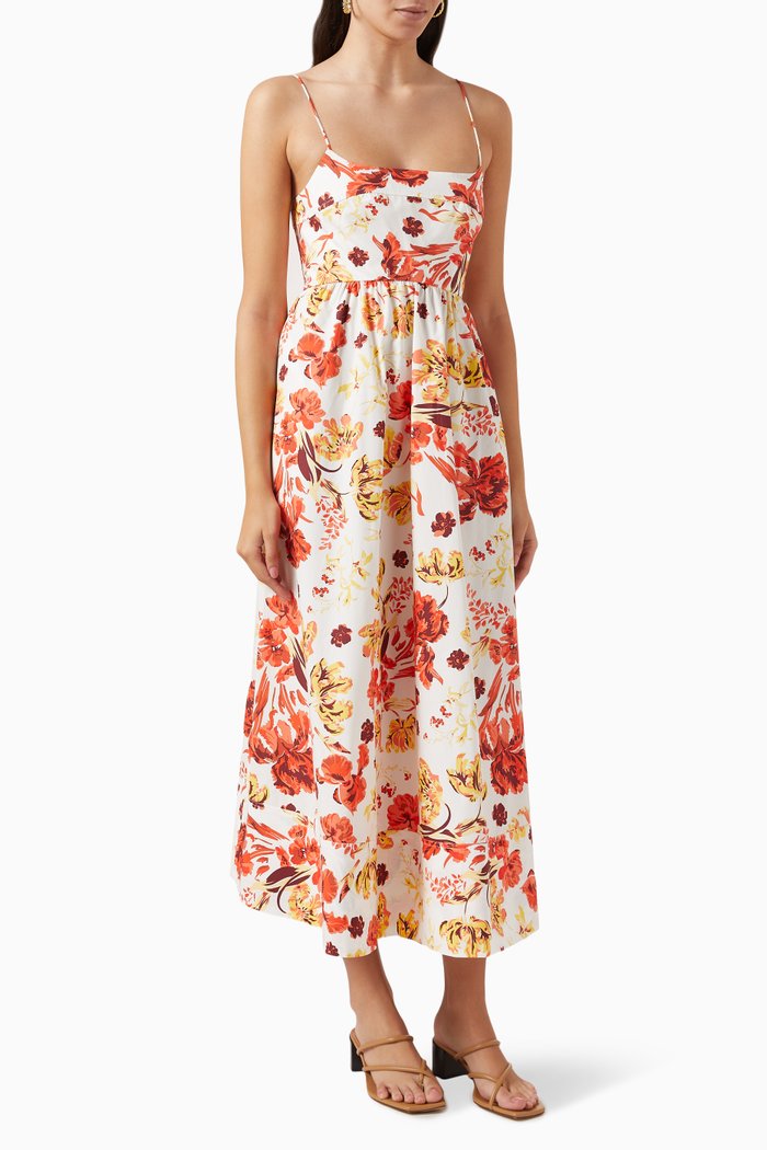 Kalani Midi Dress in GOTS Certified Organic Cotton, Multicolour
