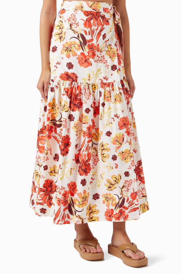 Kalani Maxi Wrap Skirt in GOTS Certified Organic Cotton, Multicolour