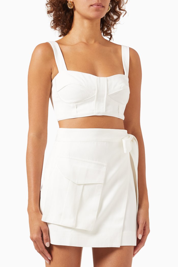 Sara Corded Bustier in TENCEL™ Blend, White