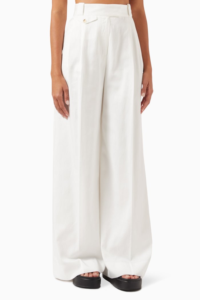 Sara Tailored Wide-leg Pants in TENCEL™ Blend, White