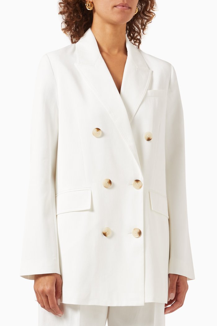 

Sara Peak Lapel Blazer in TENCEL™ Blend, White