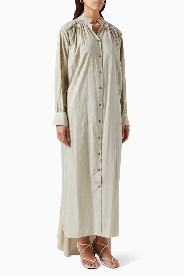

Buttoned Kaftan in Cotton, Grey