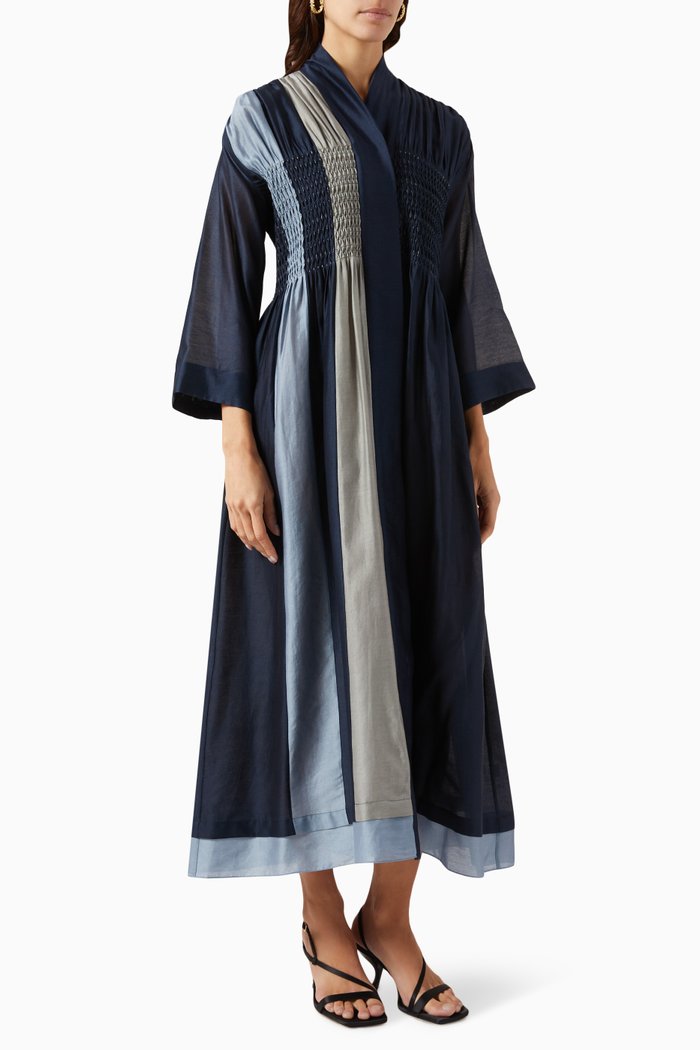 

Kimono Dress in Chanderi Silk, Blue