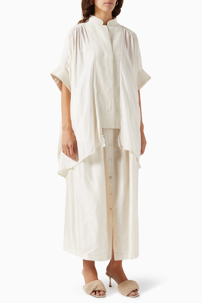 Pintucked Jacket & Dress Set, Neutral