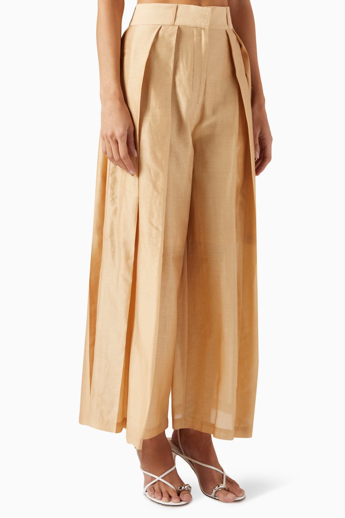 

Hakama Pants in Chanderi Silk, Neutral