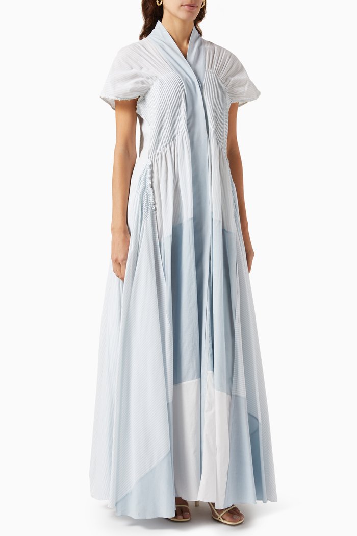 

Flared Dress in Silk Chanderi, Blue