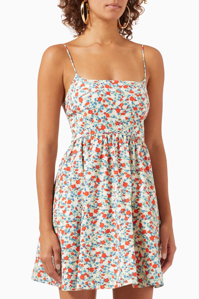 

Ulani Low-open Back Mini Dress in Cotton Poplin, Multicolour
