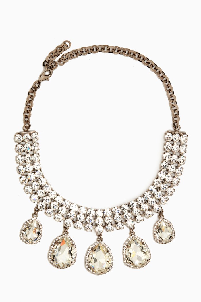 

Pendant Drop Crystal Choker in Metal, Silver