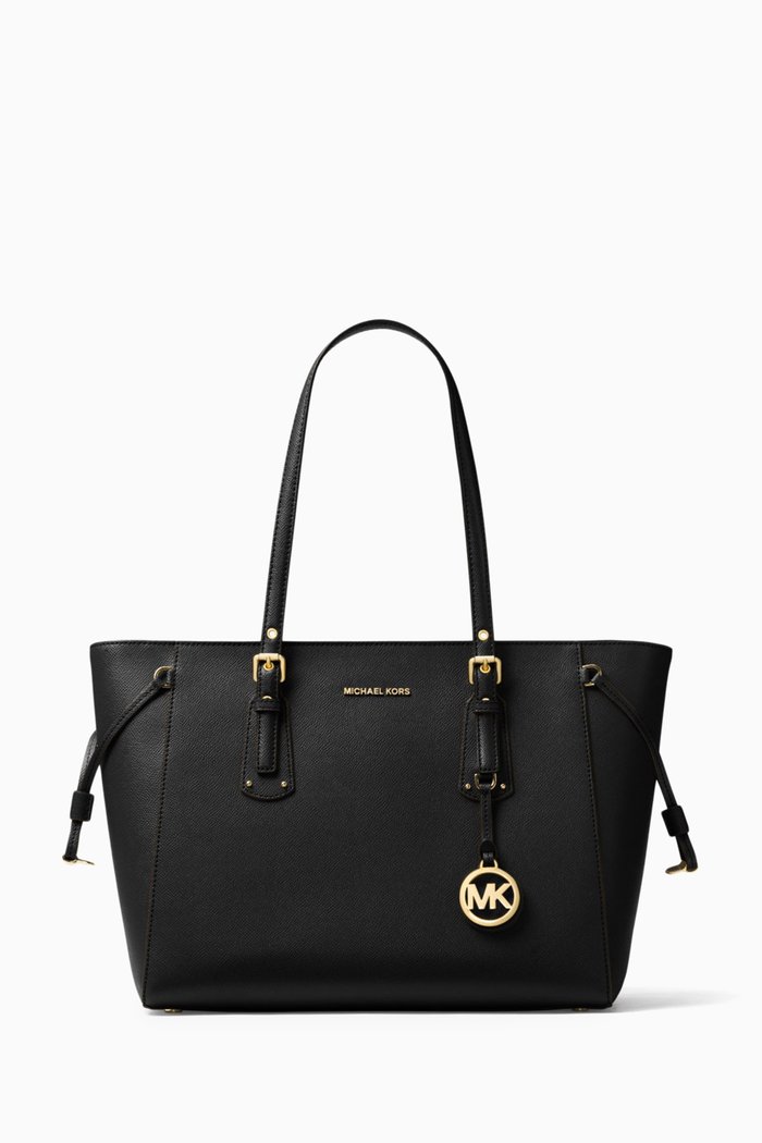 

Voyager Medium Tote Bag in Leather, Black