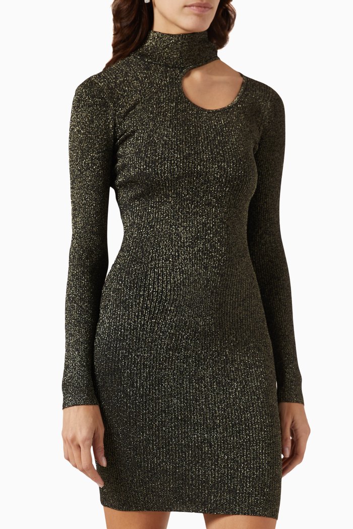 

Cut-out Mini Dress in Metallic Stretch-viscose, Multicolour