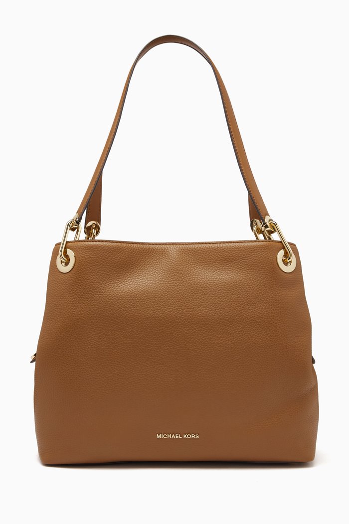 

Raven Large Shoulder Bag in Pebbled Leather, Brown