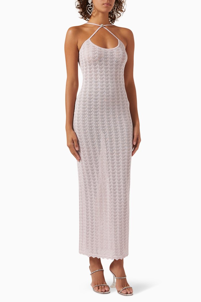 

Maxi Dress in Lurex Lace-knit, Pink
