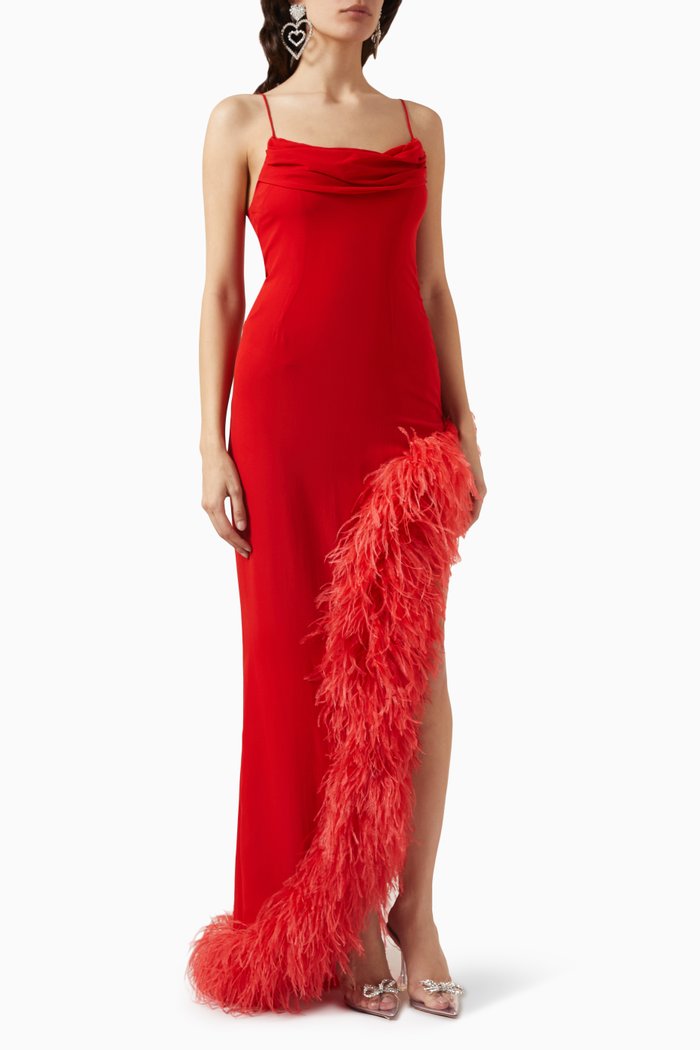 

Feather Dress in Georgette, Red