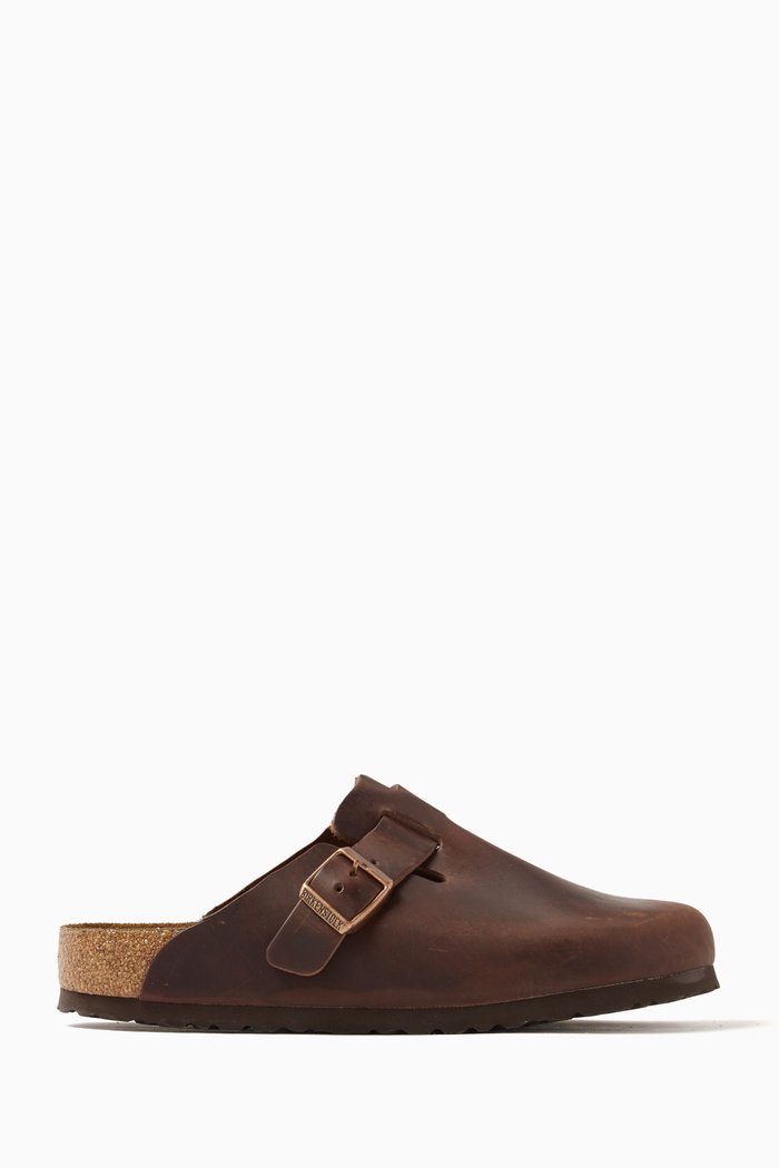 

Boston Soft Footbed Narrow Clogs in Oiled Leather, Brown