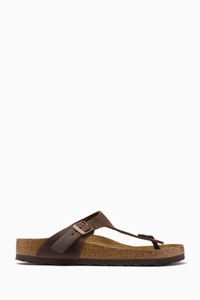 Gizeh Sandals in Nubuck Leather, Brown