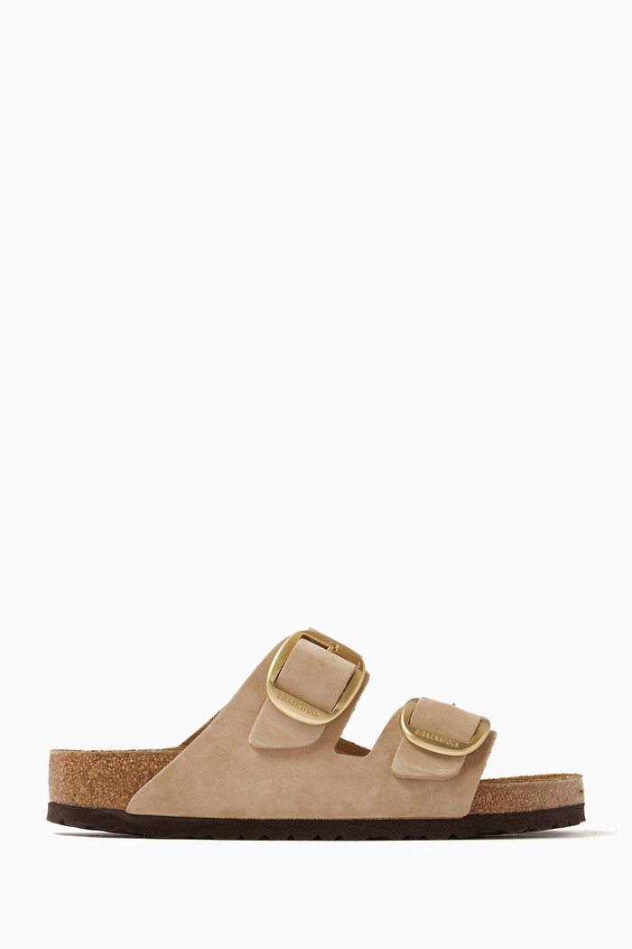 

Arizona Big Buckle Sandals in Nubuck Leather, Neutral