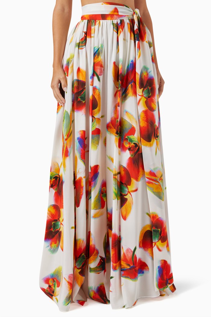 

Floral-print Palazzo Pants, White