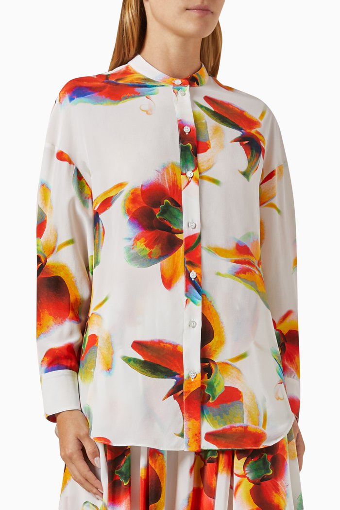 

Floral-print Shirt, White